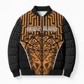 Custom Basketball New Zealand Bomber Puffer Jacket Gold Maori Ta Moko Indigenous - Aussie Hoodie