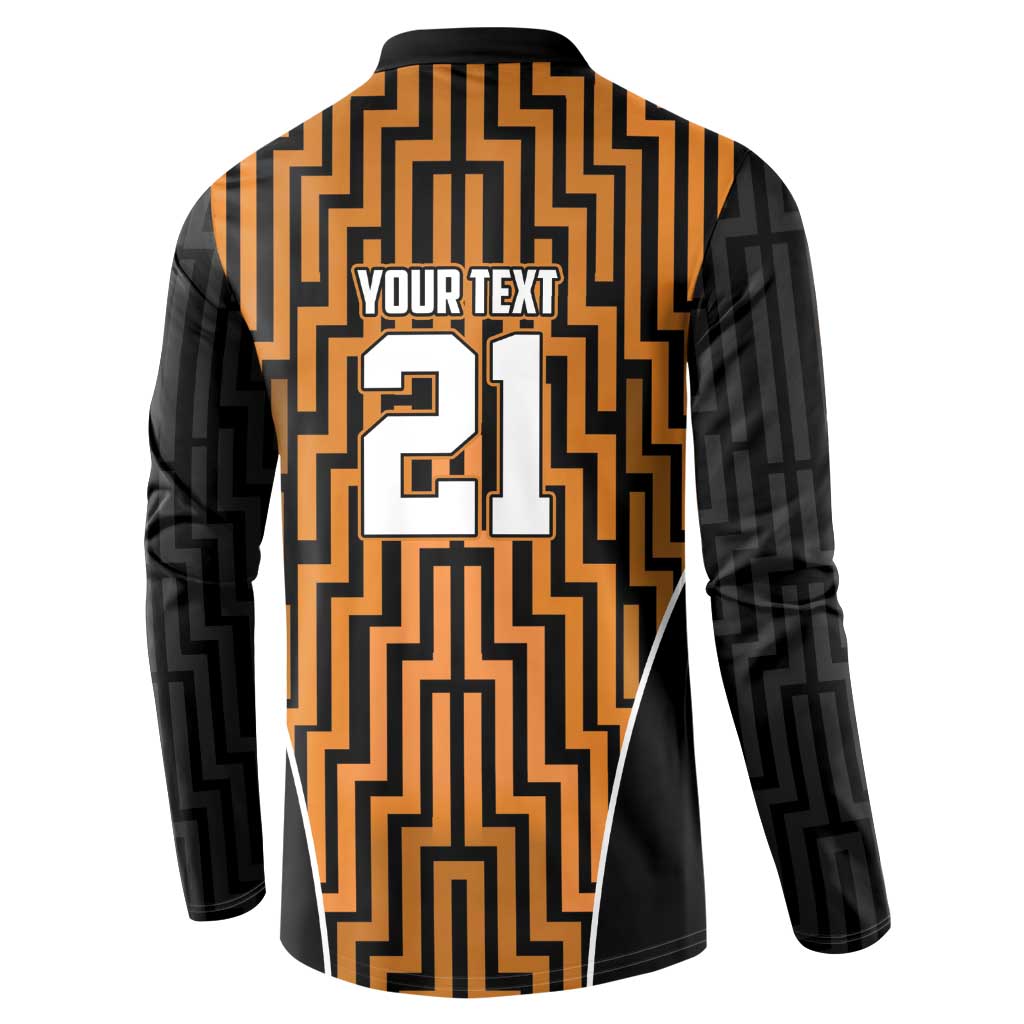 Custom Basketball New Zealand Button Sweatshirt Gold Maori Ta Moko Indigenous - Aussie Hoodie