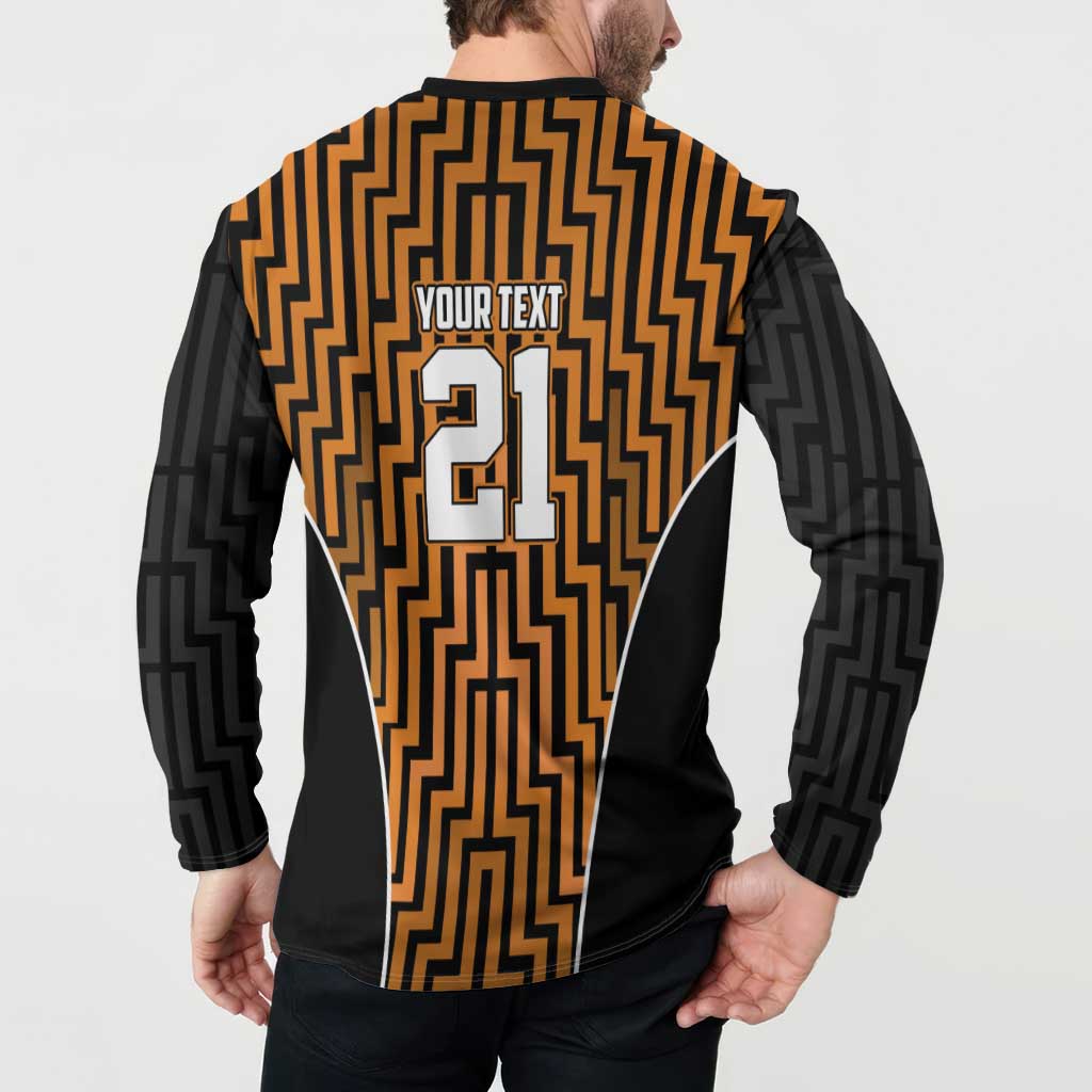 Custom Basketball New Zealand Button Sweatshirt Gold Maori Ta Moko Indigenous - Aussie Hoodie