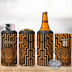 Custom Basketball New Zealand 4 in 1 Can Cooler Tumbler Gold Maori Ta Moko Indigenous - Aussie Hoodie