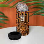Custom Basketball New Zealand 4 in 1 Can Cooler Tumbler Gold Maori Ta Moko Indigenous - Aussie Hoodie