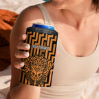 Custom Basketball New Zealand 4 in 1 Can Cooler Tumbler Gold Maori Ta Moko Indigenous - Aussie Hoodie