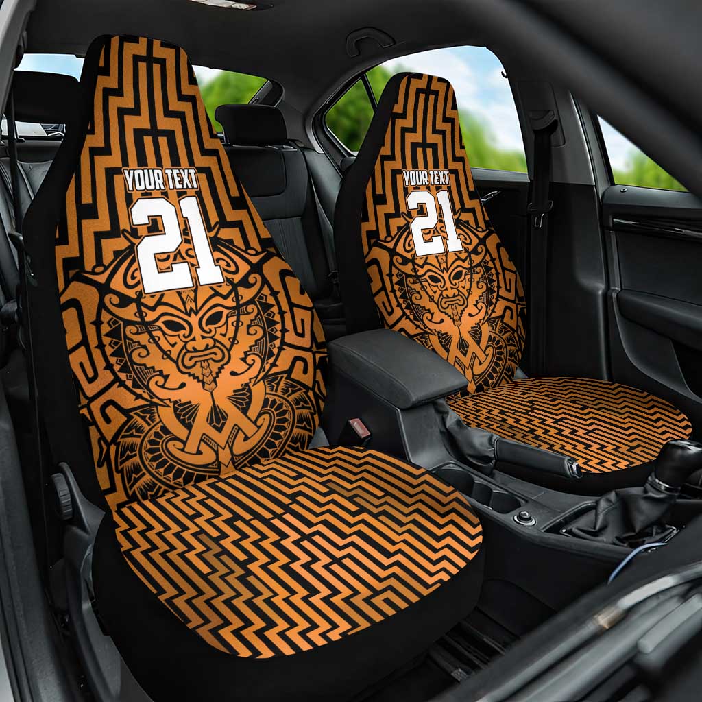 Custom Basketball New Zealand Car Seat Cover Gold Maori Ta Moko Indigenous - Aussie Hoodie