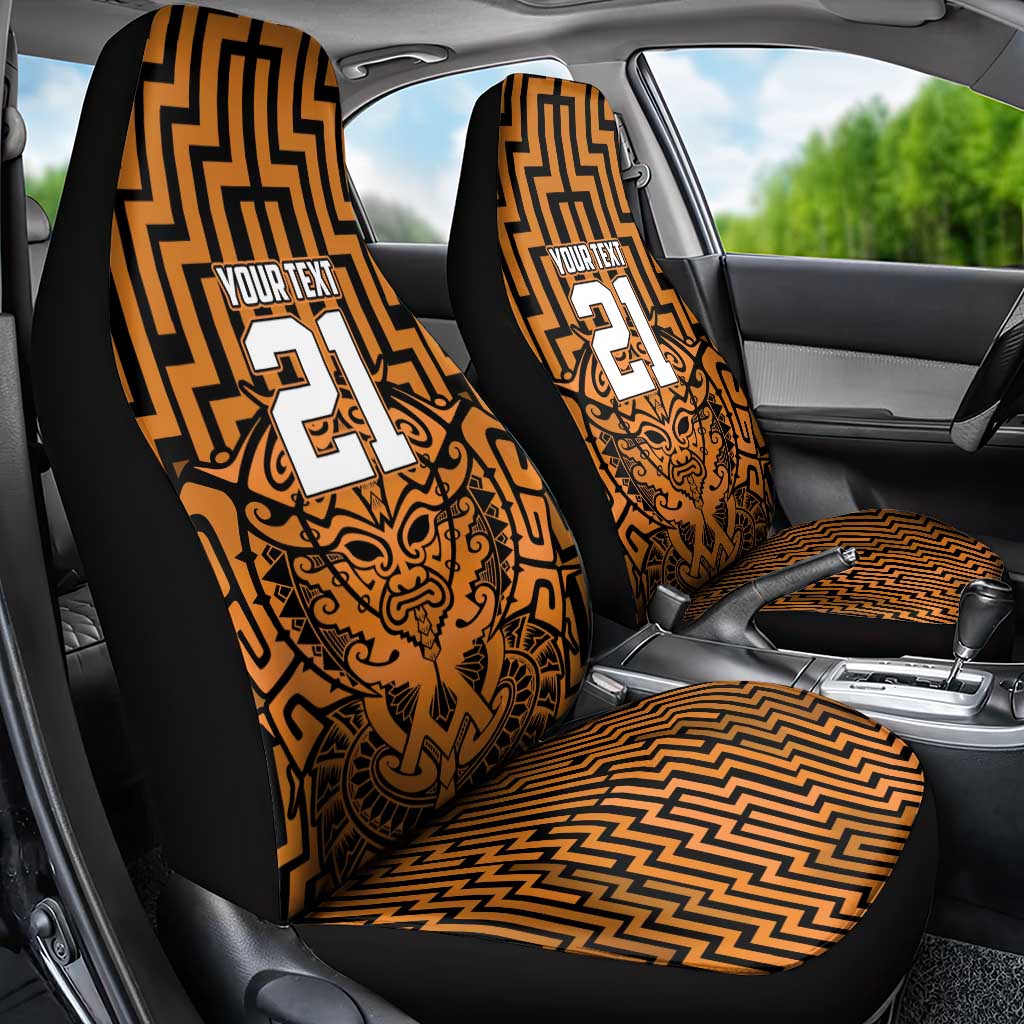 Custom Basketball New Zealand Car Seat Cover Gold Maori Ta Moko Indigenous - Aussie Hoodie