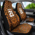 Custom Basketball New Zealand Car Seat Cover Gold Maori Ta Moko Indigenous - Aussie Hoodie