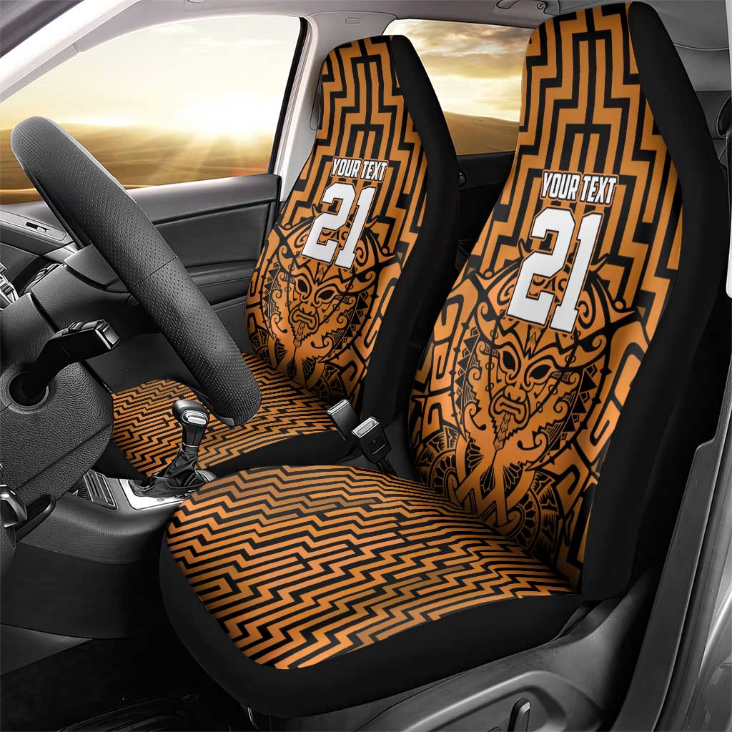 Custom Basketball New Zealand Car Seat Cover Gold Maori Ta Moko Indigenous - Aussie Hoodie
