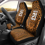Custom Basketball New Zealand Car Seat Cover Gold Maori Ta Moko Indigenous - Aussie Hoodie