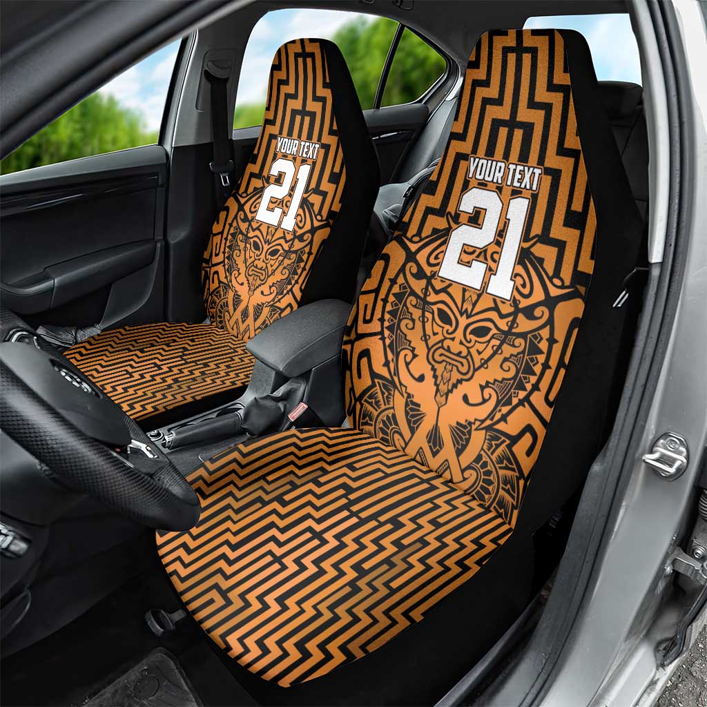 Custom Basketball New Zealand Car Seat Cover Gold Maori Ta Moko Indigenous - Aussie Hoodie