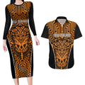 Custom Basketball New Zealand Couples Matching Long Sleeve Bodycon Dress and Hawaiian Shirt Gold Maori Ta Moko Indigenous - Aussie Hoodie
