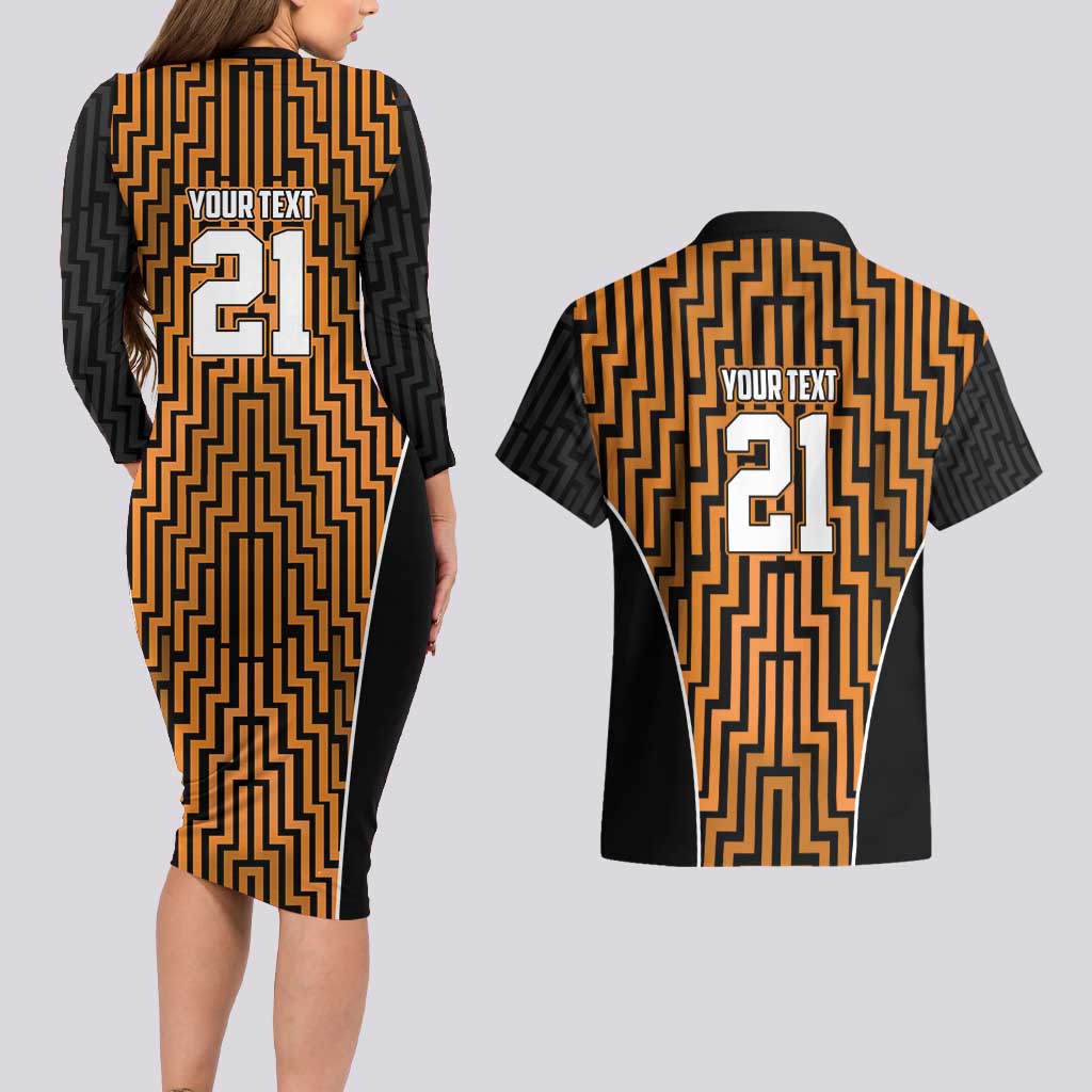 Custom Basketball New Zealand Couples Matching Long Sleeve Bodycon Dress and Hawaiian Shirt Gold Maori Ta Moko Indigenous - Aussie Hoodie
