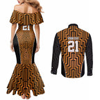 Custom Basketball New Zealand Couples Matching Mermaid Dress and Long Sleeve Button Shirt Gold Maori Ta Moko Indigenous - Aussie Hoodie