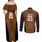 Custom Basketball New Zealand Couples Matching Off Shoulder Maxi Dress and Long Sleeve Button Shirt Gold Maori Ta Moko Indigenous - Aussie Hoodie