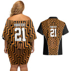 Custom Basketball New Zealand Couples Matching Off Shoulder Short Dress and Hawaiian Shirt Gold Maori Ta Moko Indigenous - Aussie Hoodie