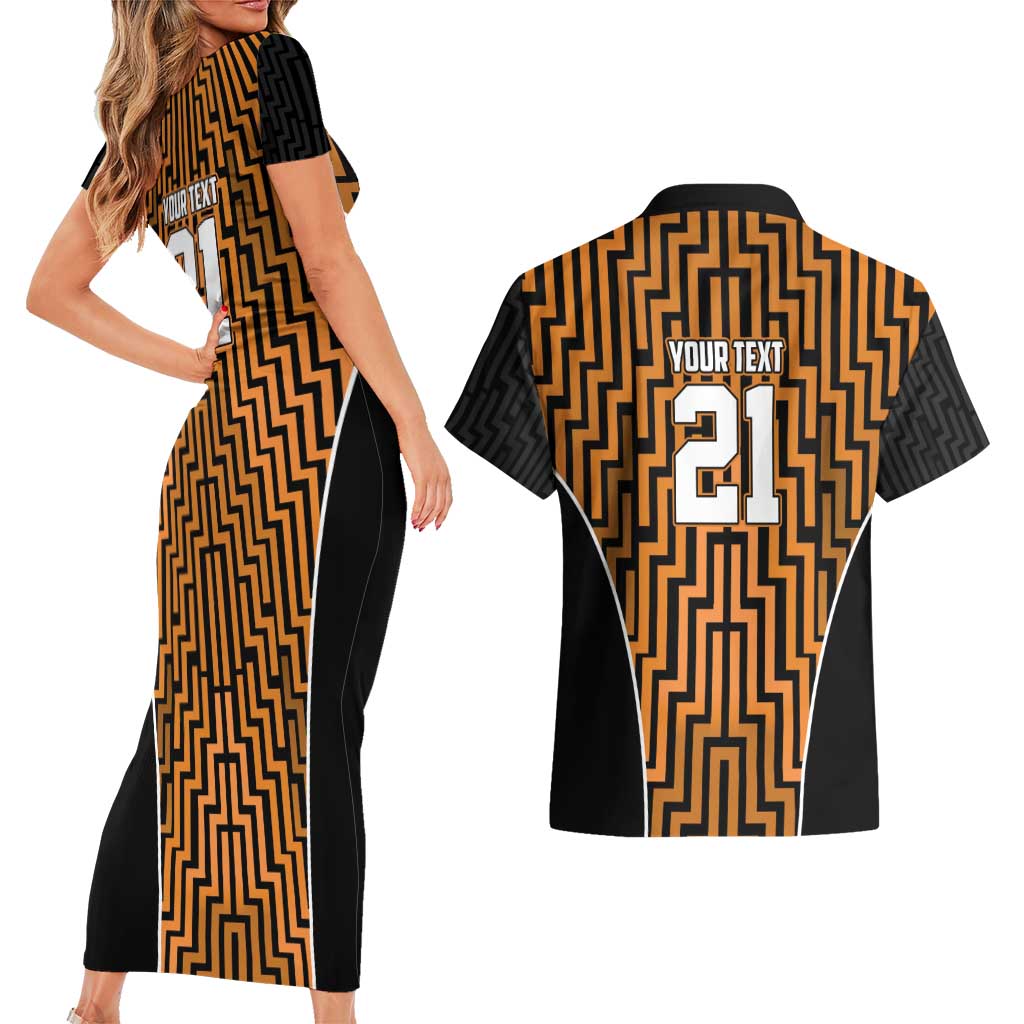 Custom Basketball New Zealand Couples Matching Short Sleeve Bodycon Dress and Hawaiian Shirt Gold Maori Ta Moko Indigenous - Aussie Hoodie