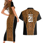 Custom Basketball New Zealand Couples Matching Short Sleeve Bodycon Dress and Hawaiian Shirt Gold Maori Ta Moko Indigenous - Aussie Hoodie