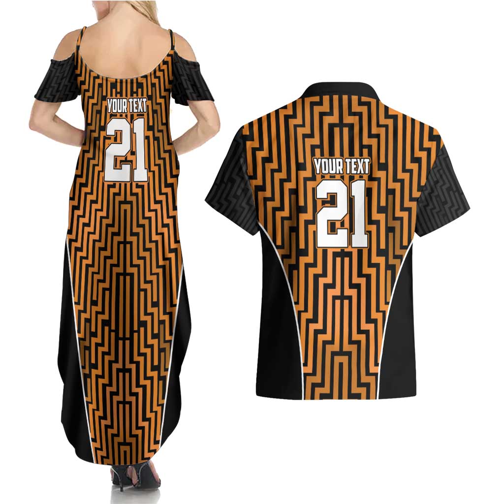 Custom Basketball New Zealand Couples Matching Summer Maxi Dress and Hawaiian Shirt Gold Maori Ta Moko Indigenous - Aussie Hoodie