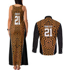 Custom Basketball New Zealand Couples Matching Tank Maxi Dress and Long Sleeve Button Shirt Gold Maori Ta Moko Indigenous - Aussie Hoodie