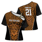 Custom Basketball New Zealand Cross Shoulder Shirt Gold Maori Ta Moko Indigenous - Aussie Hoodie