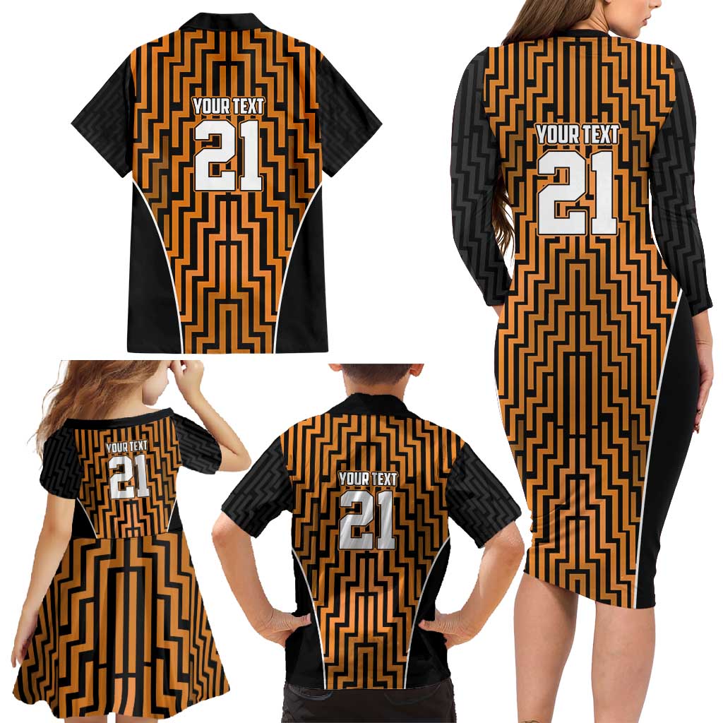 Custom Basketball New Zealand Family Matching Long Sleeve Bodycon Dress and Hawaiian Shirt Gold Maori Ta Moko Indigenous - Aussie Hoodie