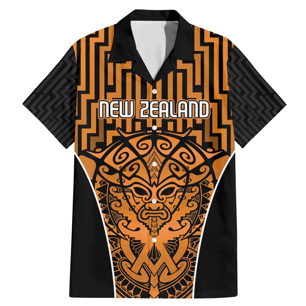 Custom Basketball New Zealand Family Matching Mermaid Dress and Hawaiian Shirt Gold Maori Ta Moko Indigenous - Aussie Hoodie