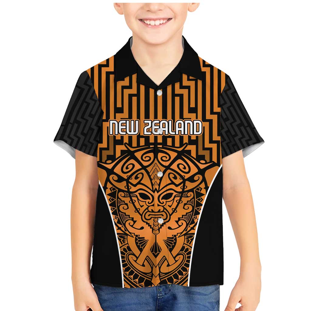 Custom Basketball New Zealand Family Matching Mermaid Dress and Hawaiian Shirt Gold Maori Ta Moko Indigenous - Aussie Hoodie