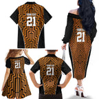 Custom Basketball New Zealand Family Matching Off The Shoulder Long Sleeve Dress and Hawaiian Shirt Gold Maori Ta Moko Indigenous - Aussie Hoodie
