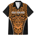 Custom Basketball New Zealand Family Matching Off The Shoulder Long Sleeve Dress and Hawaiian Shirt Gold Maori Ta Moko Indigenous - Aussie Hoodie
