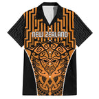 Custom Basketball New Zealand Family Matching Off The Shoulder Long Sleeve Dress and Hawaiian Shirt Gold Maori Ta Moko Indigenous - Aussie Hoodie