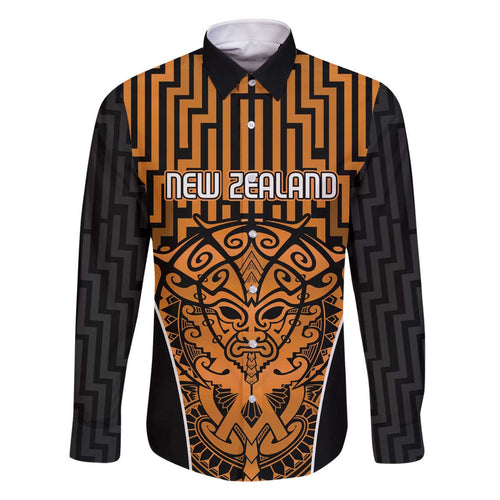 Custom Basketball New Zealand Family Matching Off The Shoulder Long Sleeve Dress and Hawaiian Shirt Gold Maori Ta Moko Indigenous - Aussie Hoodie