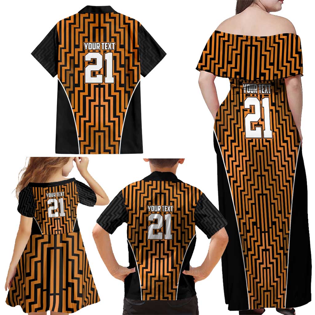 Custom Basketball New Zealand Family Matching Off Shoulder Maxi Dress and Hawaiian Shirt Gold Maori Ta Moko Indigenous - Aussie Hoodie