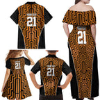 Custom Basketball New Zealand Family Matching Off Shoulder Maxi Dress and Hawaiian Shirt Gold Maori Ta Moko Indigenous - Aussie Hoodie