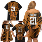 Custom Basketball New Zealand Family Matching Off Shoulder Short Dress and Hawaiian Shirt Gold Maori Ta Moko Indigenous - Aussie Hoodie