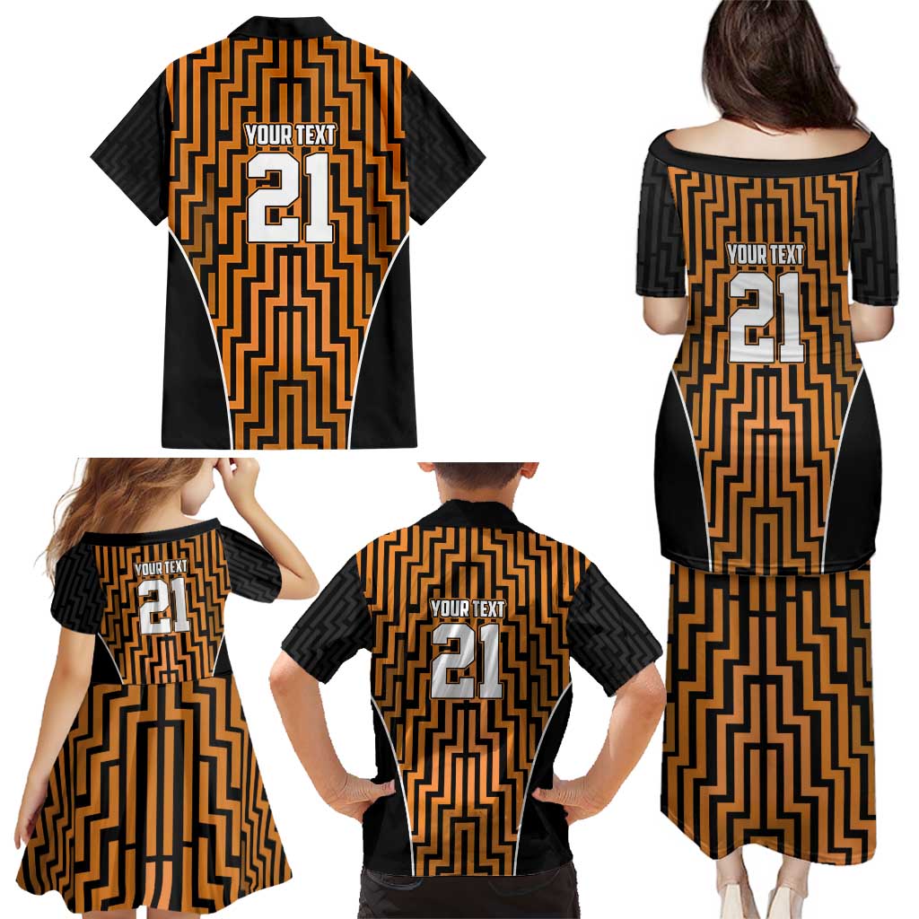 Custom Basketball New Zealand Family Matching Puletasi and Hawaiian Shirt Gold Maori Ta Moko Indigenous - Aussie Hoodie