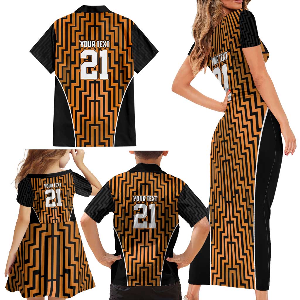 Custom Basketball New Zealand Family Matching Short Sleeve Bodycon Dress and Hawaiian Shirt Gold Maori Ta Moko Indigenous - Aussie Hoodie