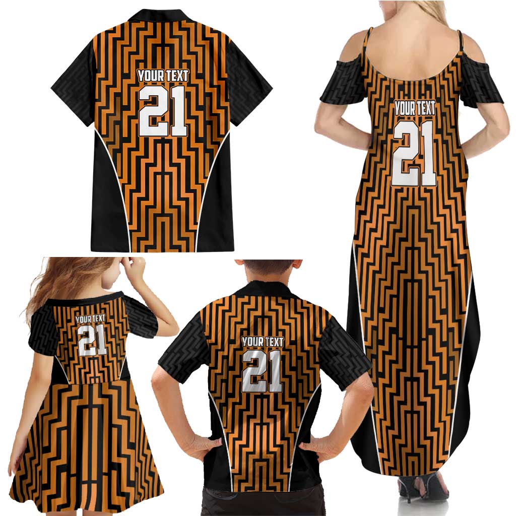 Custom Basketball New Zealand Family Matching Summer Maxi Dress and Hawaiian Shirt Gold Maori Ta Moko Indigenous - Aussie Hoodie