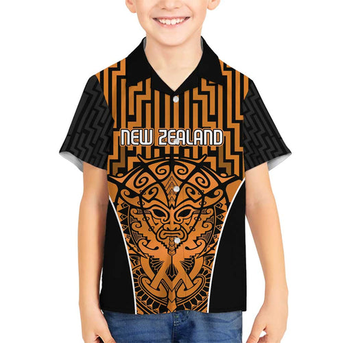 Custom Basketball New Zealand Family Matching Summer Maxi Dress and Hawaiian Shirt Gold Maori Ta Moko Indigenous - Aussie Hoodie