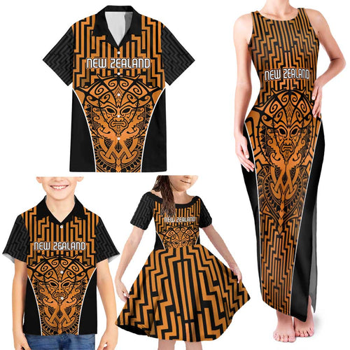 Custom Basketball New Zealand Family Matching Tank Maxi Dress and Hawaiian Shirt Gold Maori Ta Moko Indigenous - Aussie Hoodie