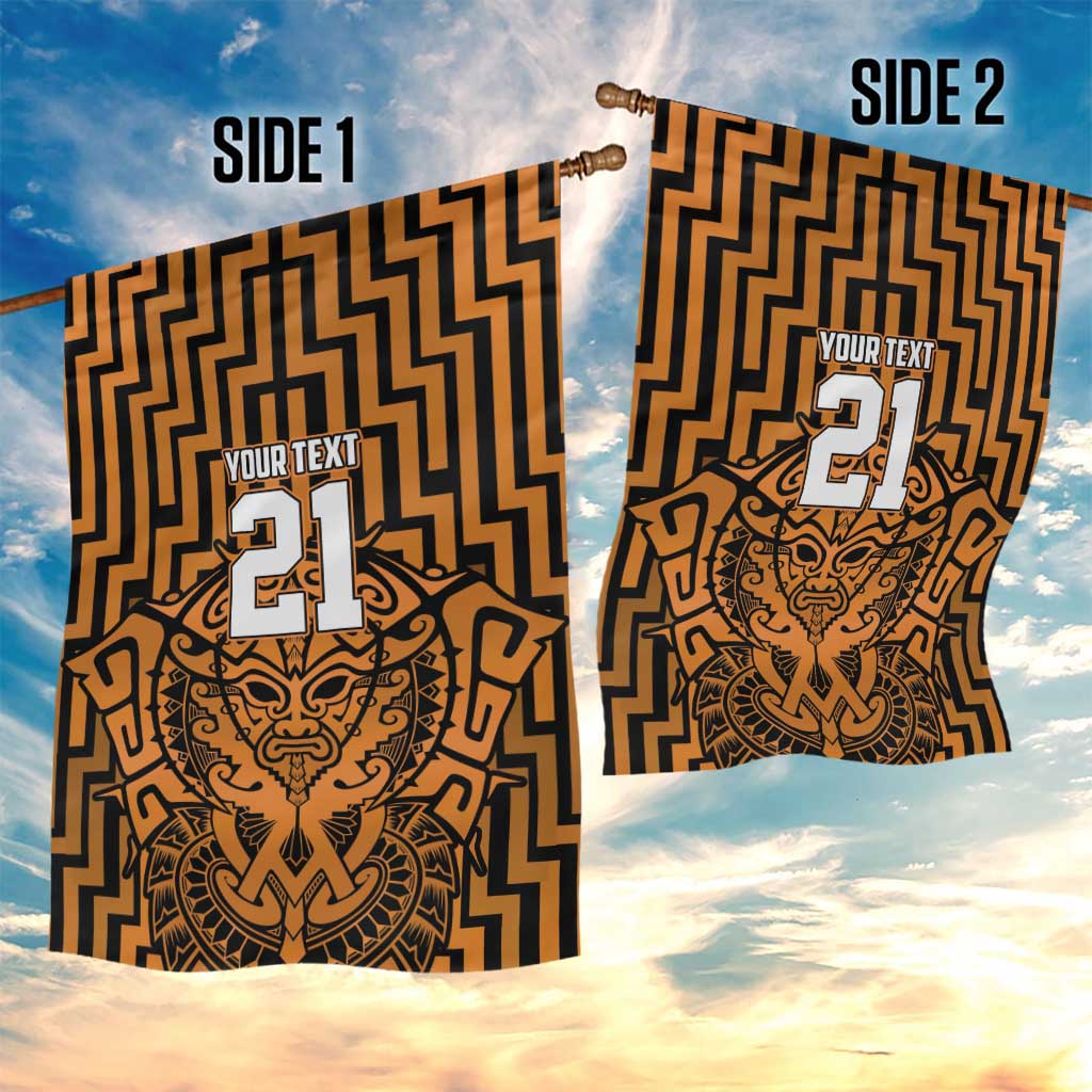 Custom Basketball New Zealand Garden Flag Gold Maori Ta Moko Indigenous - Aussie Hoodie