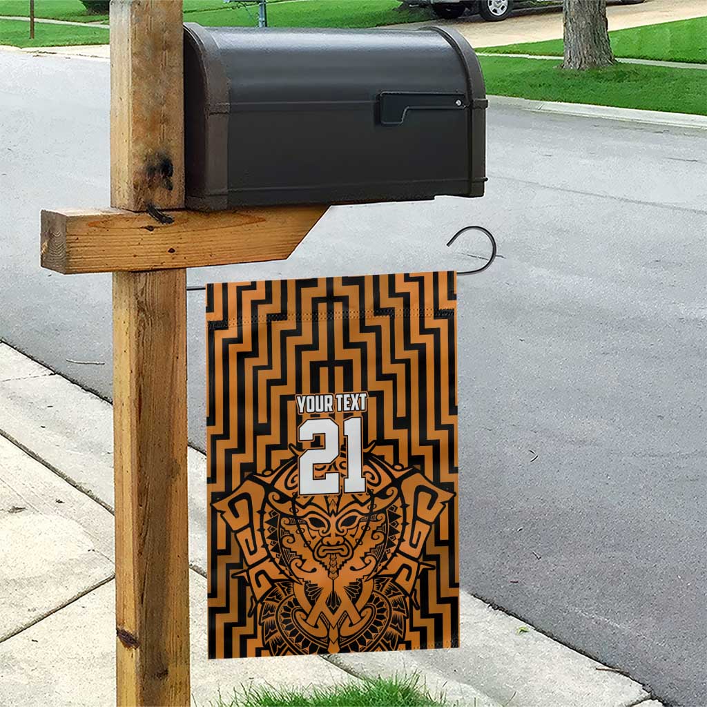 Custom Basketball New Zealand Garden Flag Gold Maori Ta Moko Indigenous - Aussie Hoodie