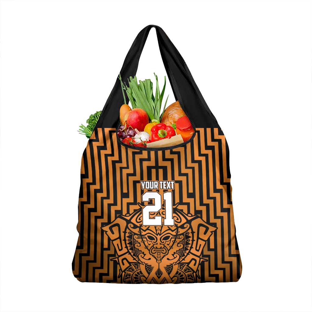 Custom Basketball New Zealand Grocery Bag Gold Maori Ta Moko Indigenous - Aussie Hoodie
