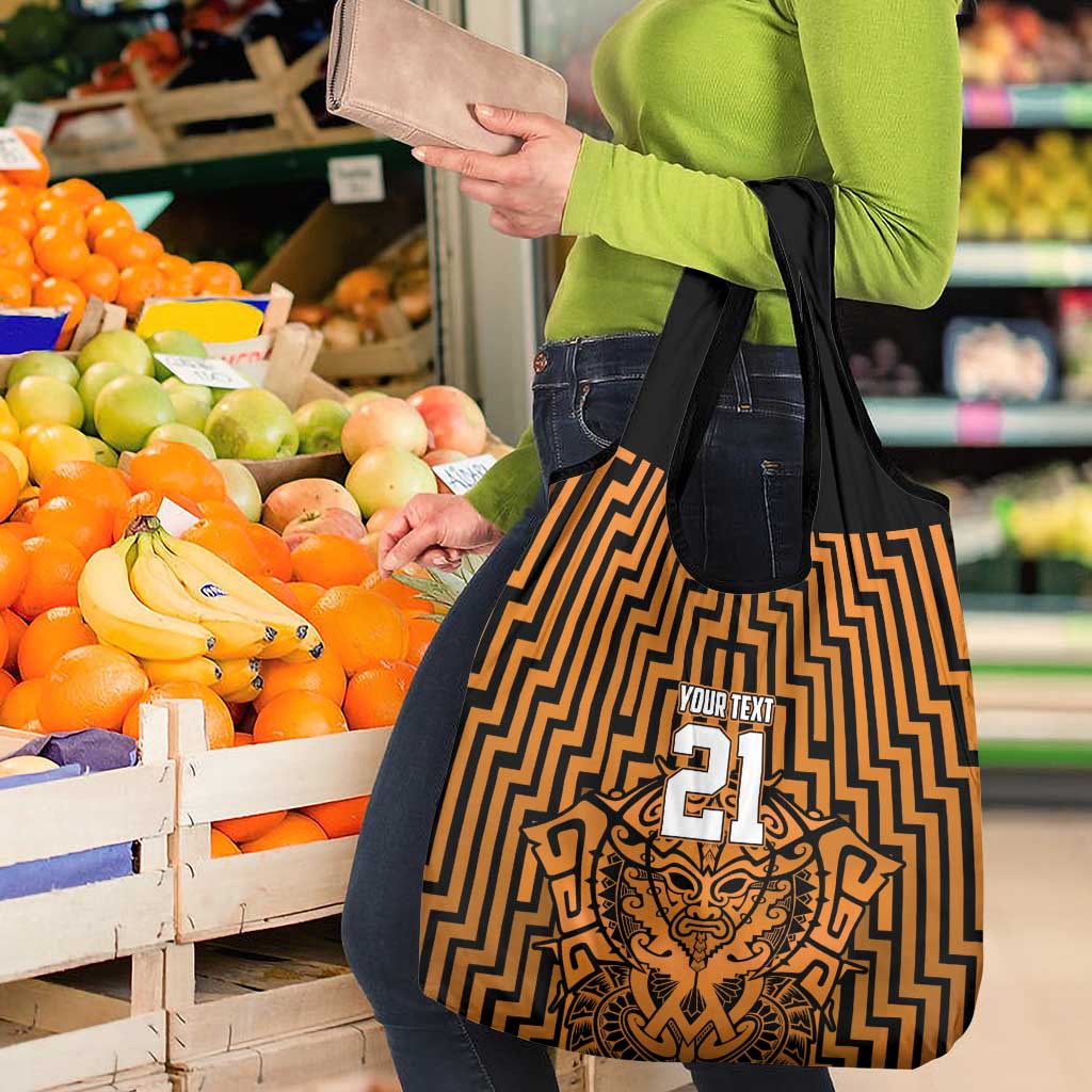 Custom Basketball New Zealand Grocery Bag Gold Maori Ta Moko Indigenous - Aussie Hoodie