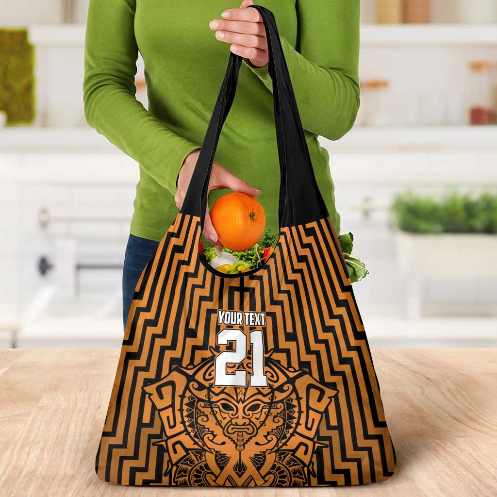 Custom Basketball New Zealand Grocery Bag Gold Maori Ta Moko Indigenous - Aussie Hoodie