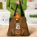 Custom Basketball New Zealand Grocery Bag Gold Maori Ta Moko Indigenous - Aussie Hoodie