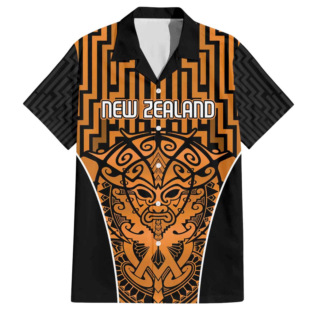 Custom Basketball New Zealand Hawaiian Shirt Gold Maori Ta Moko Indigenous - Aussie Hoodie