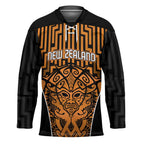 Custom Basketball New Zealand Hockey Jersey Gold Maori Ta Moko Indigenous - Aussie Hoodie