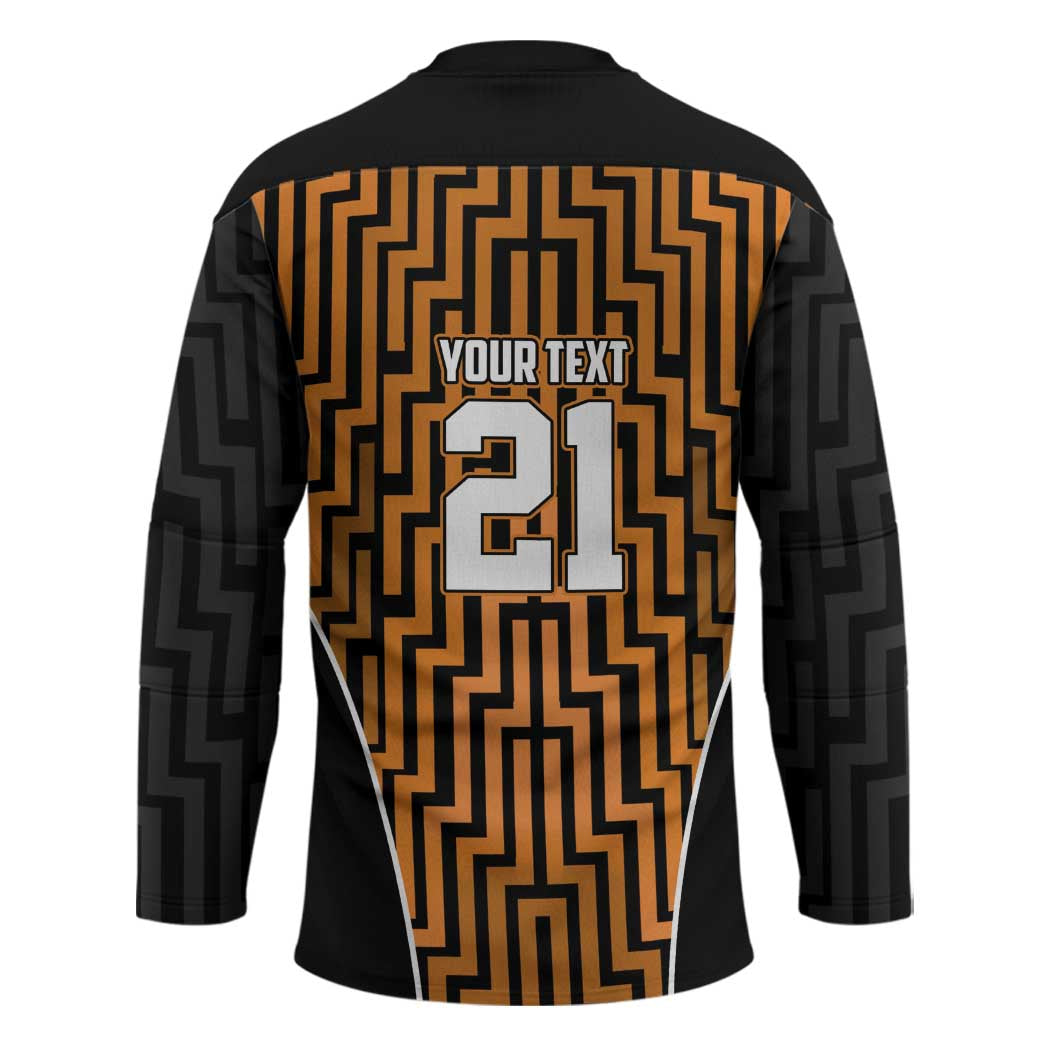 Custom Basketball New Zealand Hockey Jersey Gold Maori Ta Moko Indigenous - Aussie Hoodie