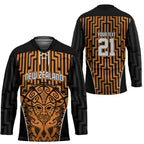 Custom Basketball New Zealand Hockey Jersey Gold Maori Ta Moko Indigenous - Aussie Hoodie