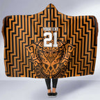 Custom Basketball New Zealand Hooded Blanket Gold Maori Ta Moko Indigenous - Aussie Hoodie
