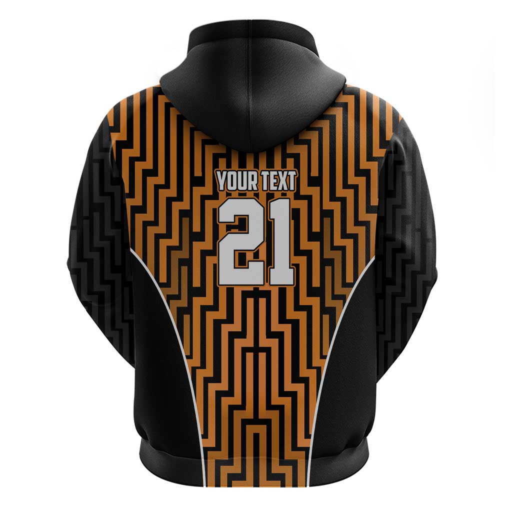 Custom Basketball New Zealand Hoodie Gold Maori Ta Moko Indigenous - Aussie Hoodie