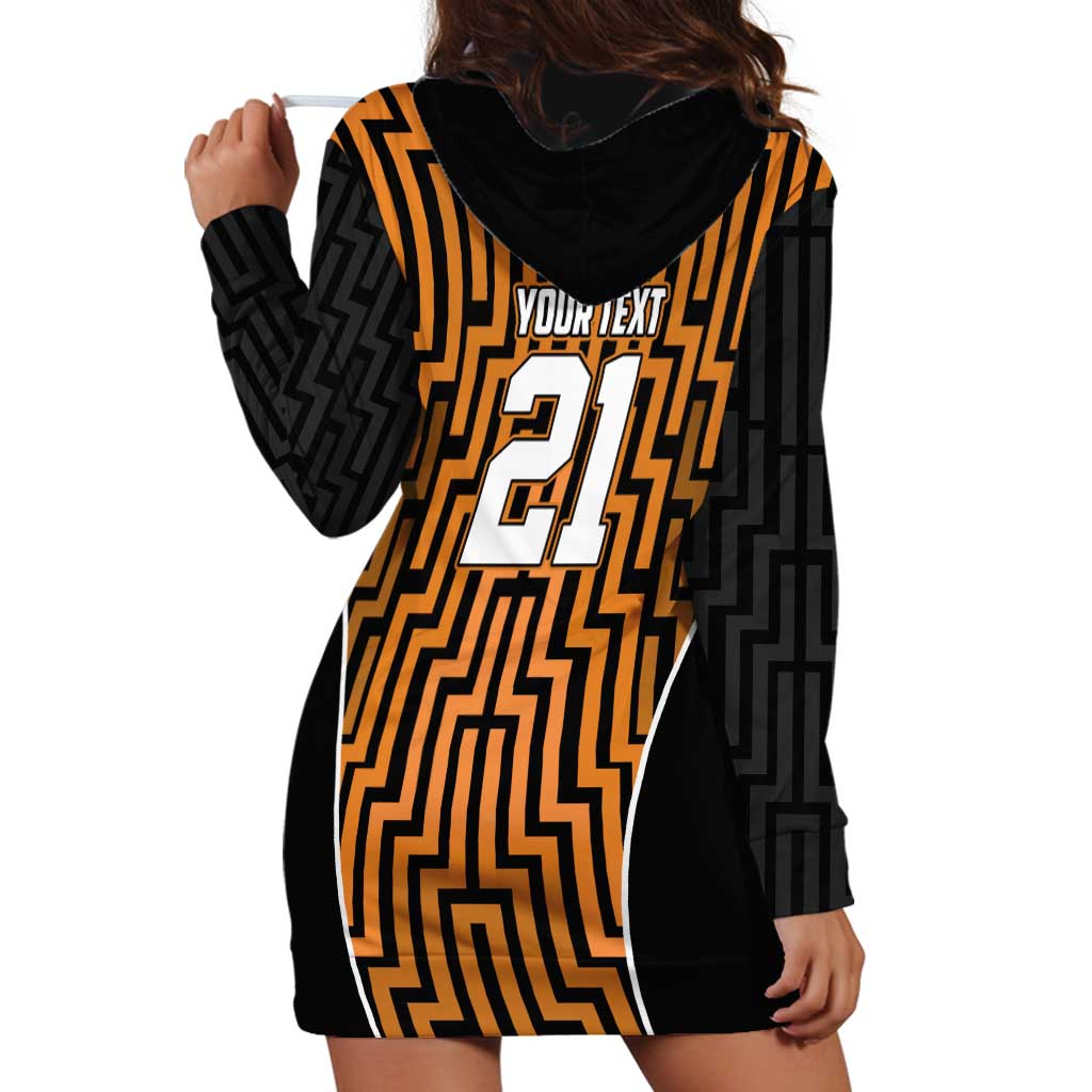 Custom Basketball New Zealand Hoodie Dress Gold Maori Ta Moko Indigenous - Aussie Hoodie